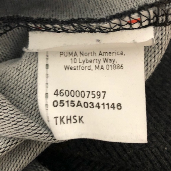Puma Charcoal Grey Black Lettering Cropped Sweatshirt Sz Large - Picture 7 of 7